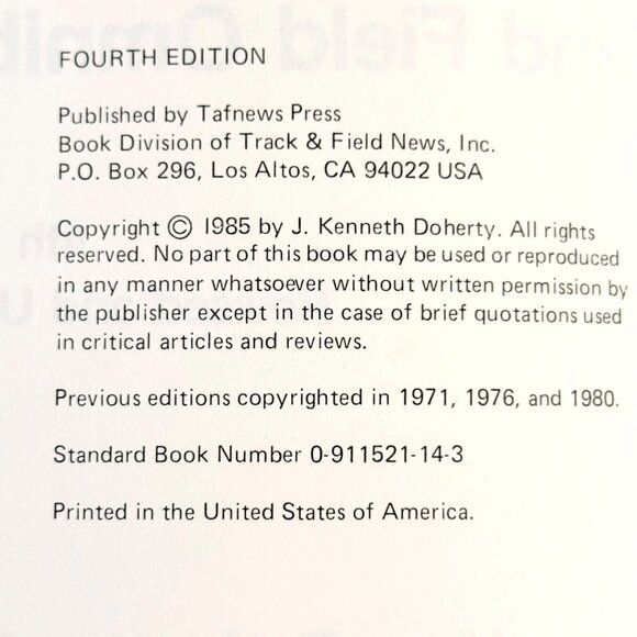 Track And Field Omnibook 4th Edition By Ken Doherty Ph.D. Hardcover (1985) - Picture 3 of 4